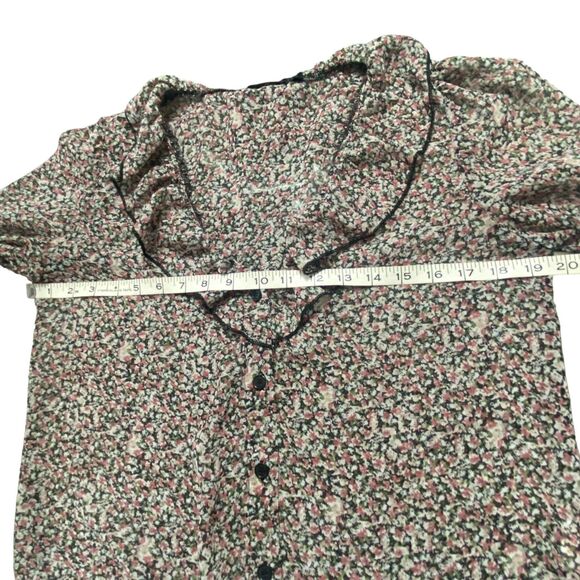 Nasty Gal Women Floral Button Down Sheer Blouse Top Long sleeve Shirt Size 6 - Picture 7 of 10